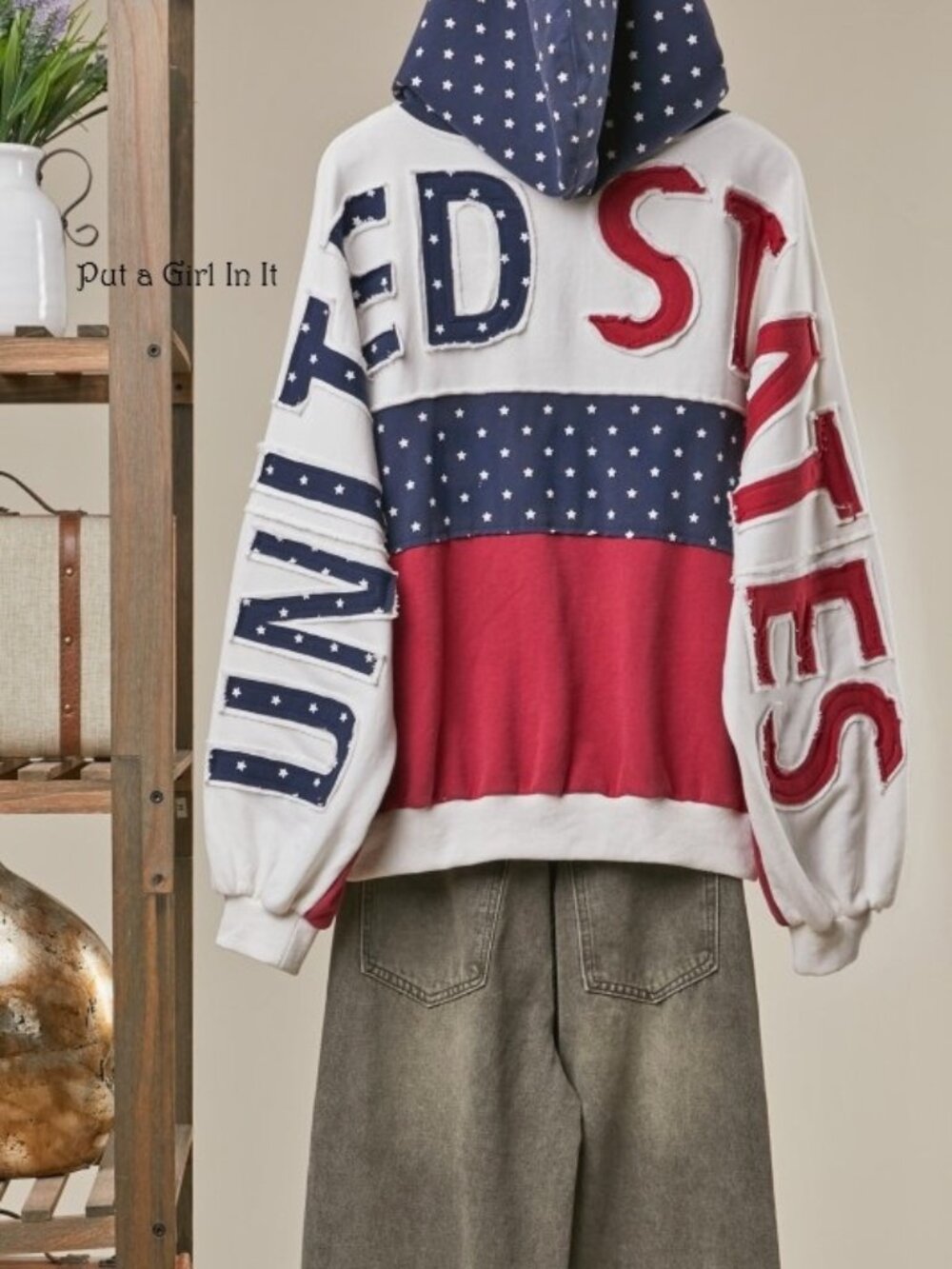 United states american flag patriotic heavyweight oversized hoodie jacket s m l